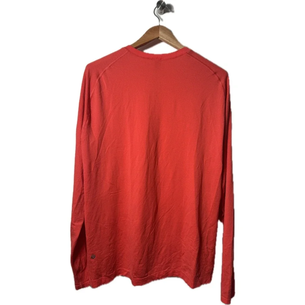 Lululemon Men's Orange Long Sleeve Athletic Workout Fitness Top Shirt Sz XL